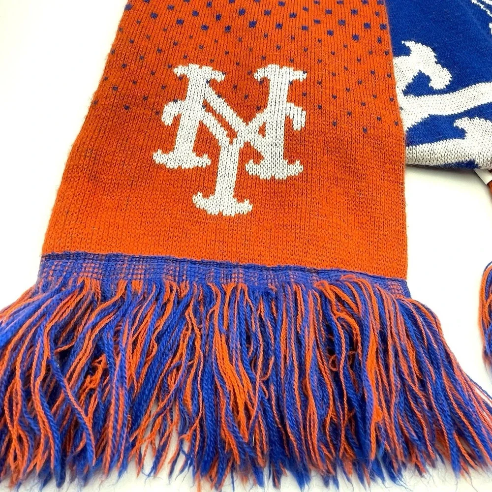 New York Mets FOCO Knit Fringe Scarf Orange Blue MLB Genuine‎ Merchandise